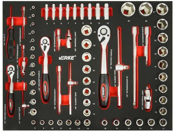 SZAFKA NARZĘDZIOWA 7+1 szuflad + narzędzia klucze nasadki Verke