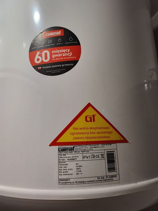 Boiler elektryczny Galmet 40L używany, czysty w dobrym stanie