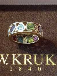 Piękny złoty pierścionek z naturalnymi kamieniami,kruk,yes, Apart