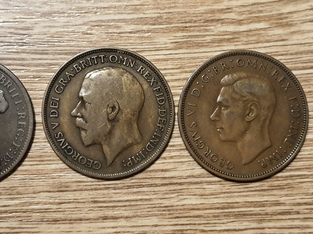 Монеты Великобритании 1 пенни 1861, 1862, 1913, 1948.