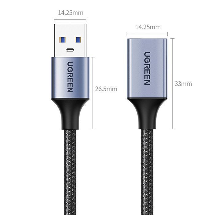 Przedłużacz USB Ugreen USB 3.0 5Gb/s 0.5M Szary (US115)
