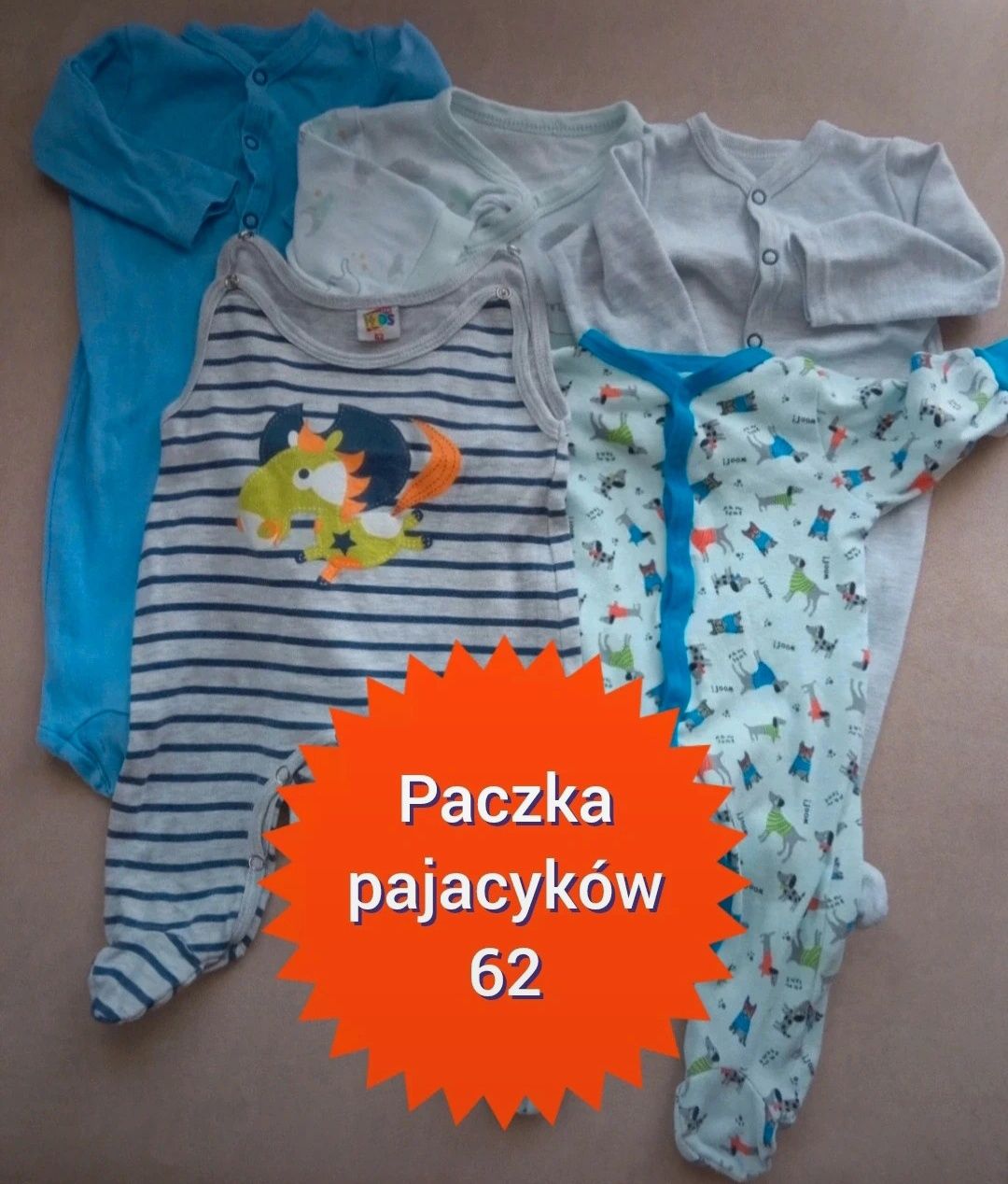 Paczka pajacyków rozmiar 62