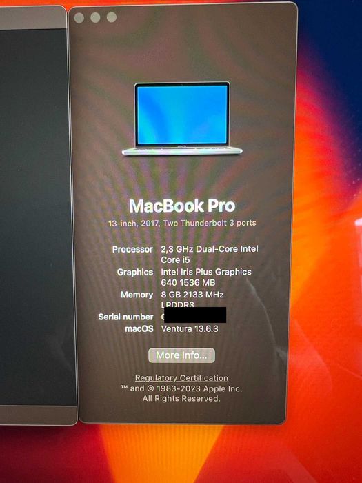 MacBook Pro 13'', 2,3 GHz i5, 8 GB DDR3, SSD 500 GB
