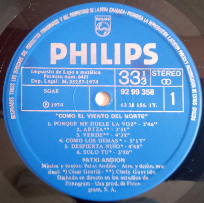 Patxi Andion	- - - - -	Como El Viento Del Norte	- - - - -	LP