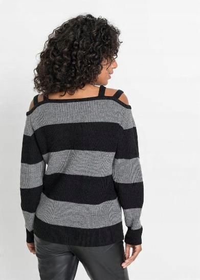B.P.C sweter odkryte ramiona w pasy ^36/38