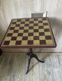 Stolik drewno szachownica szachy