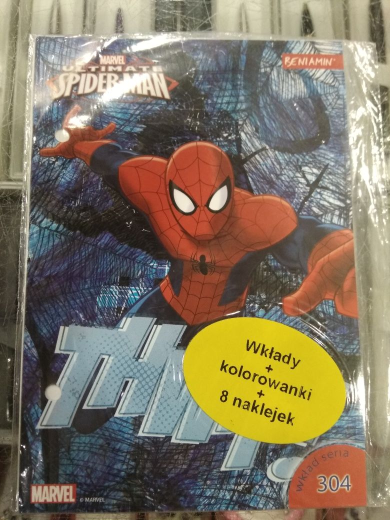 Karteczki kolekcjonerskie A6 do segregatora Spiderman, folia, naklejki