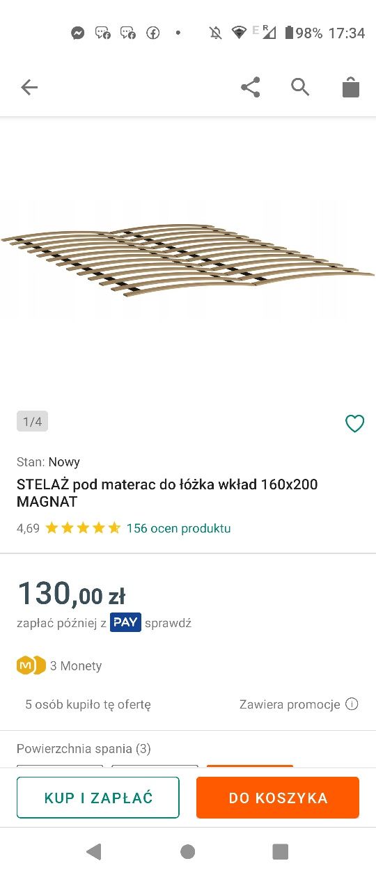 Łóżko materacem 160 na 200