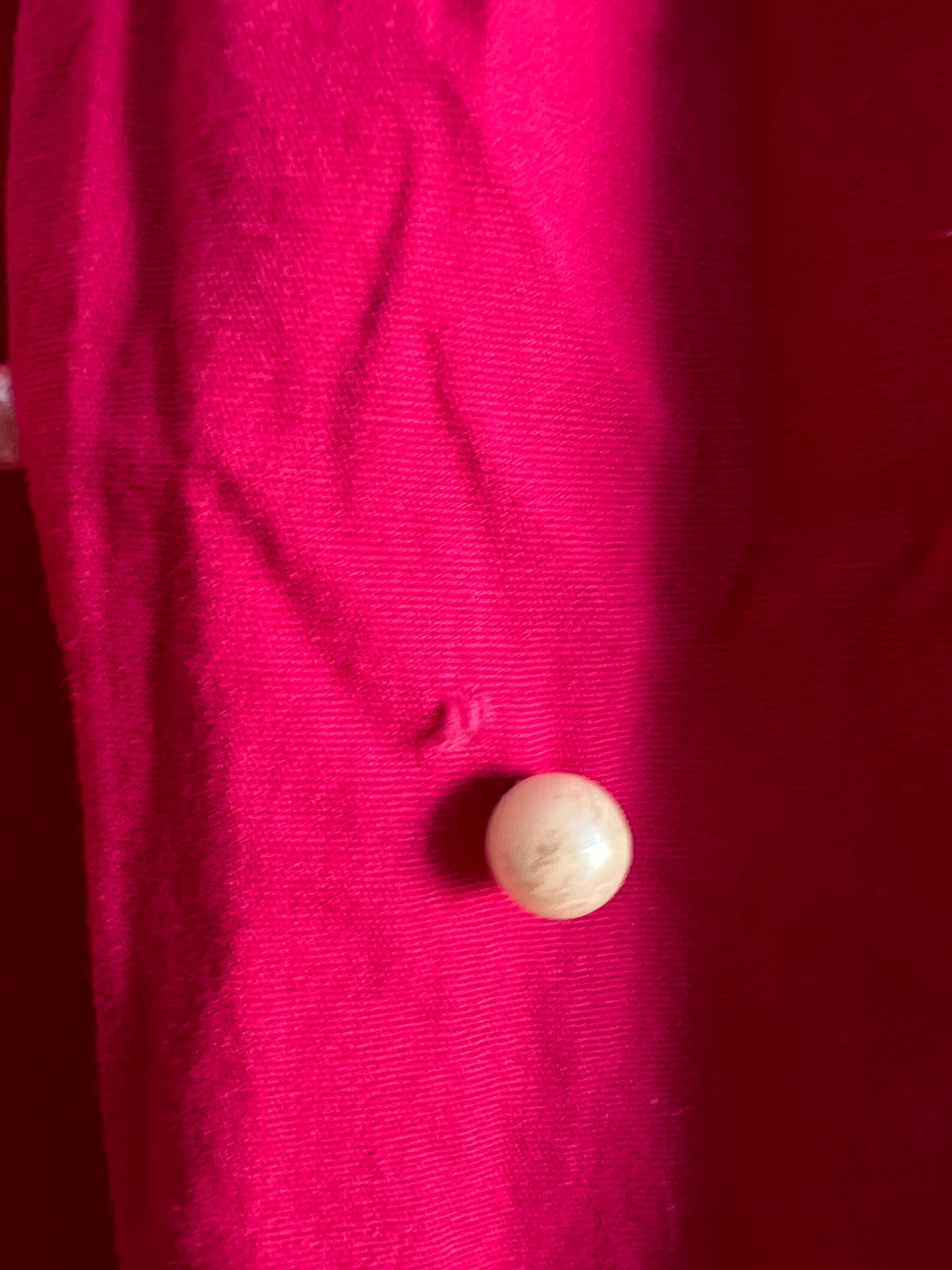 Bluzka koszula z baskinką bufiaste rękawy z perłami boho M 38