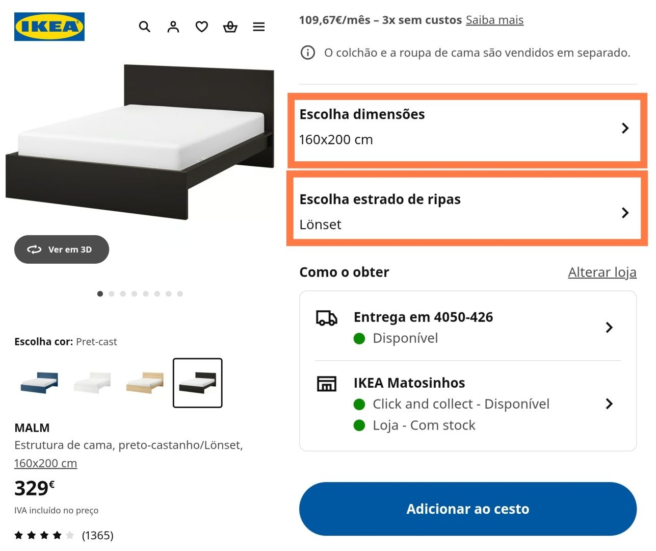 (1) Cama IKEA (200x160) com/sem estrado