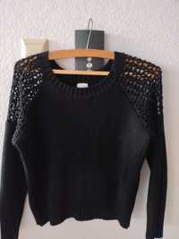 Czarny ażurowy sweterek L