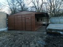 garaż 5x6 plus wiata 1,5x6, garaże drewnopodobne, blaszaki
