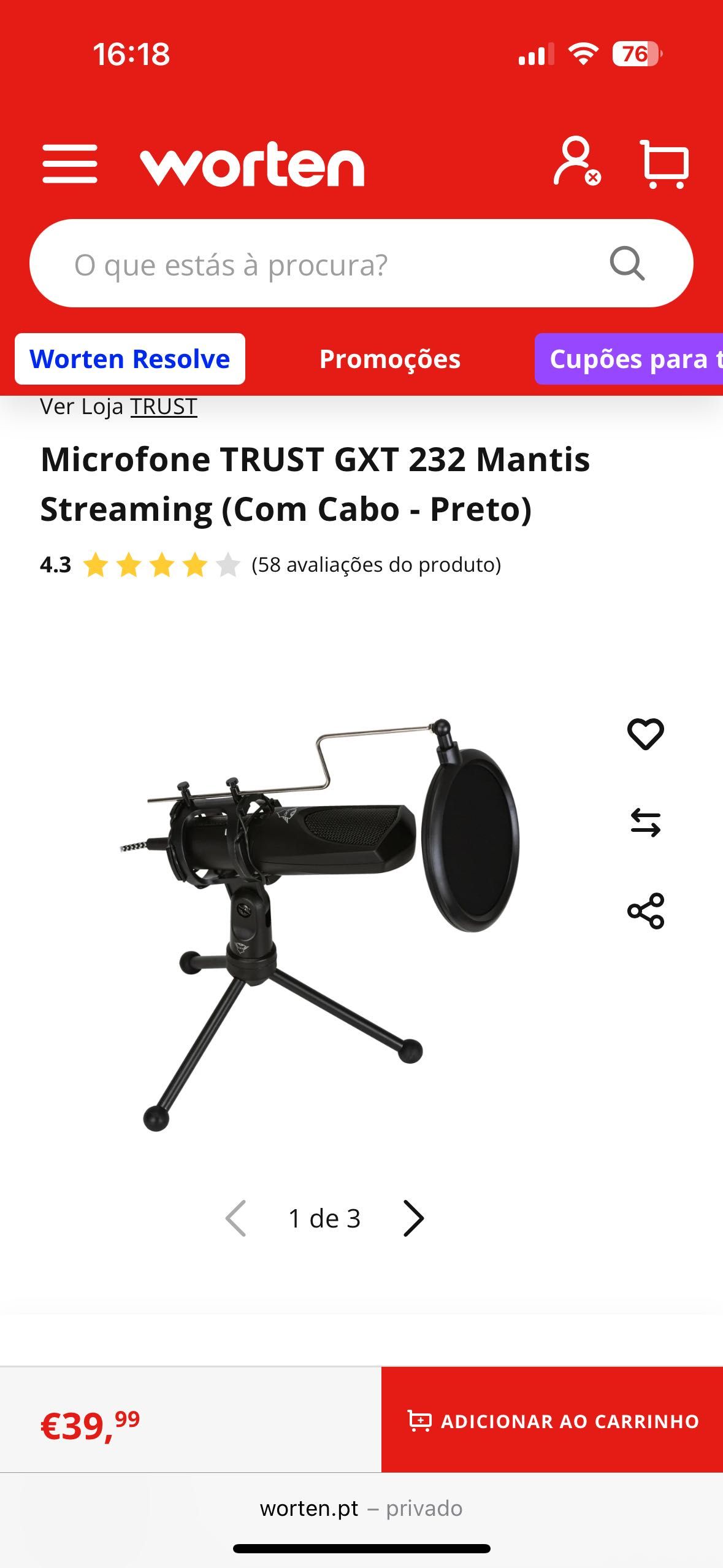 Microfone gaming