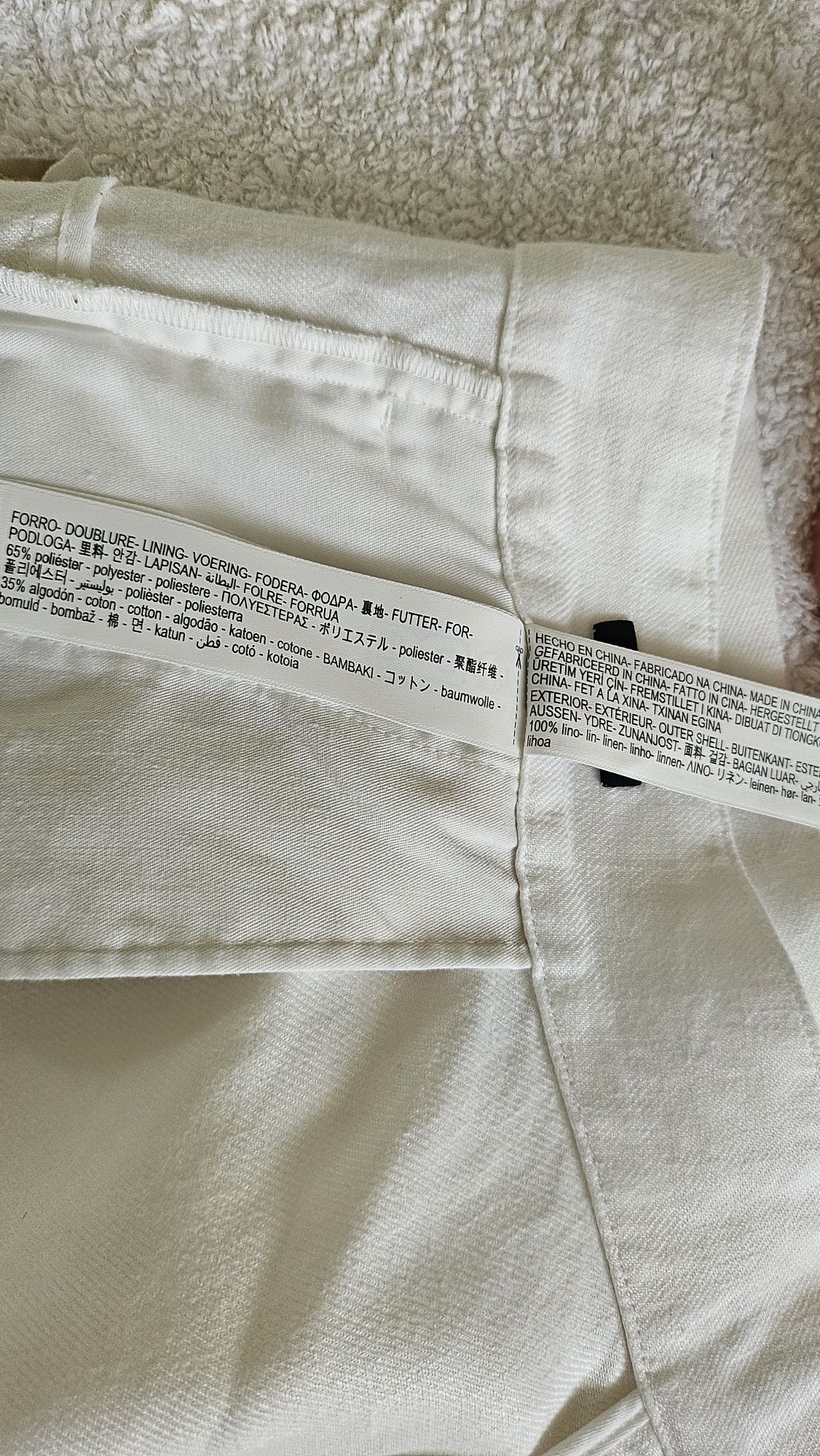 Białe lniane spodnie Massimo Dutti M/38