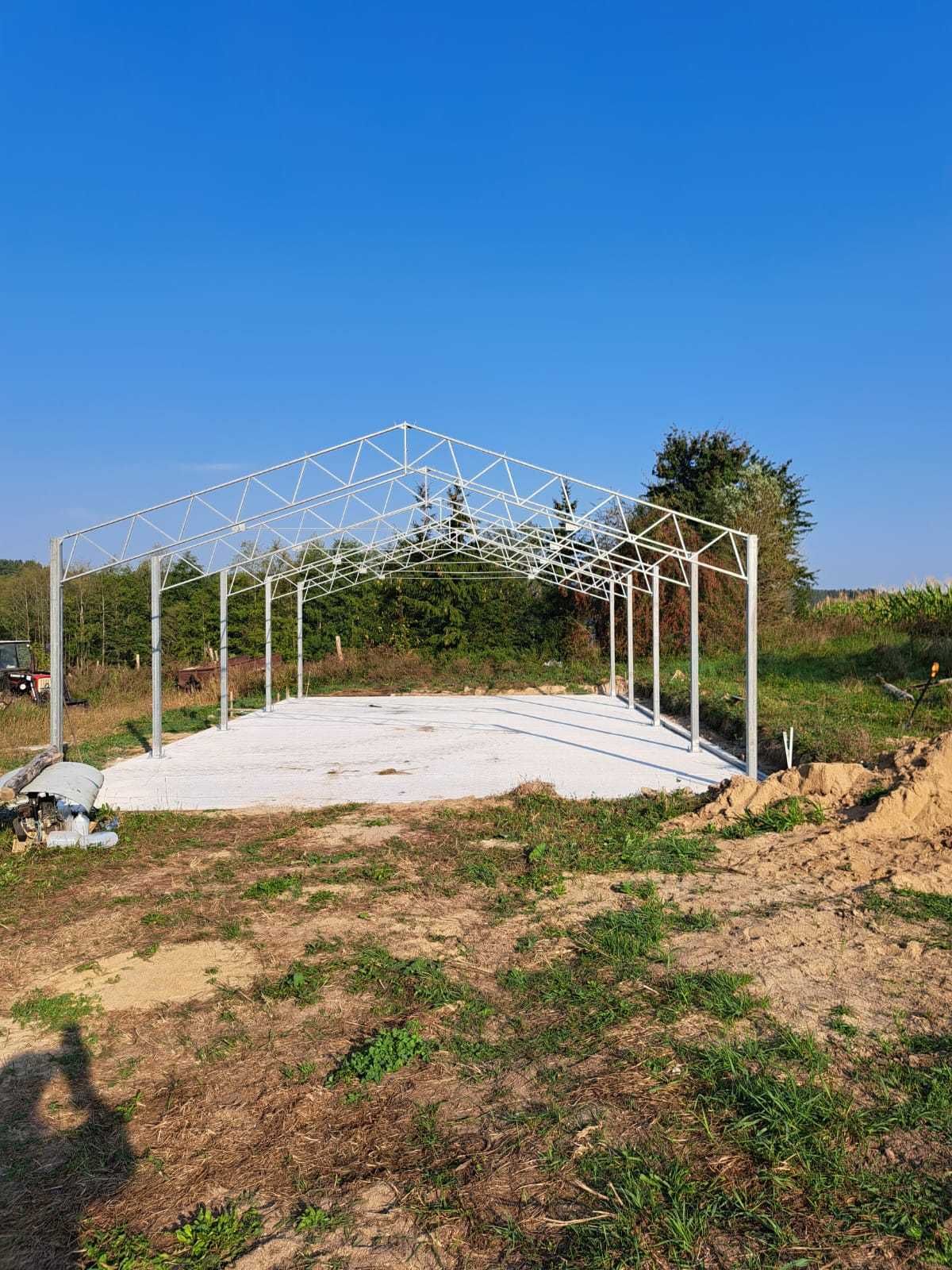 Nowa KONSTRUKCJA WIATA OCYNKOWANA 8x6.5m Garaż Magazyn Hala Rolna