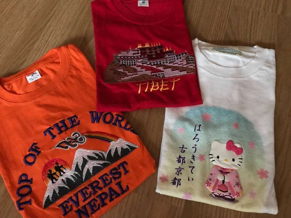 T-shirts países - Tibete, Nepal e Japão