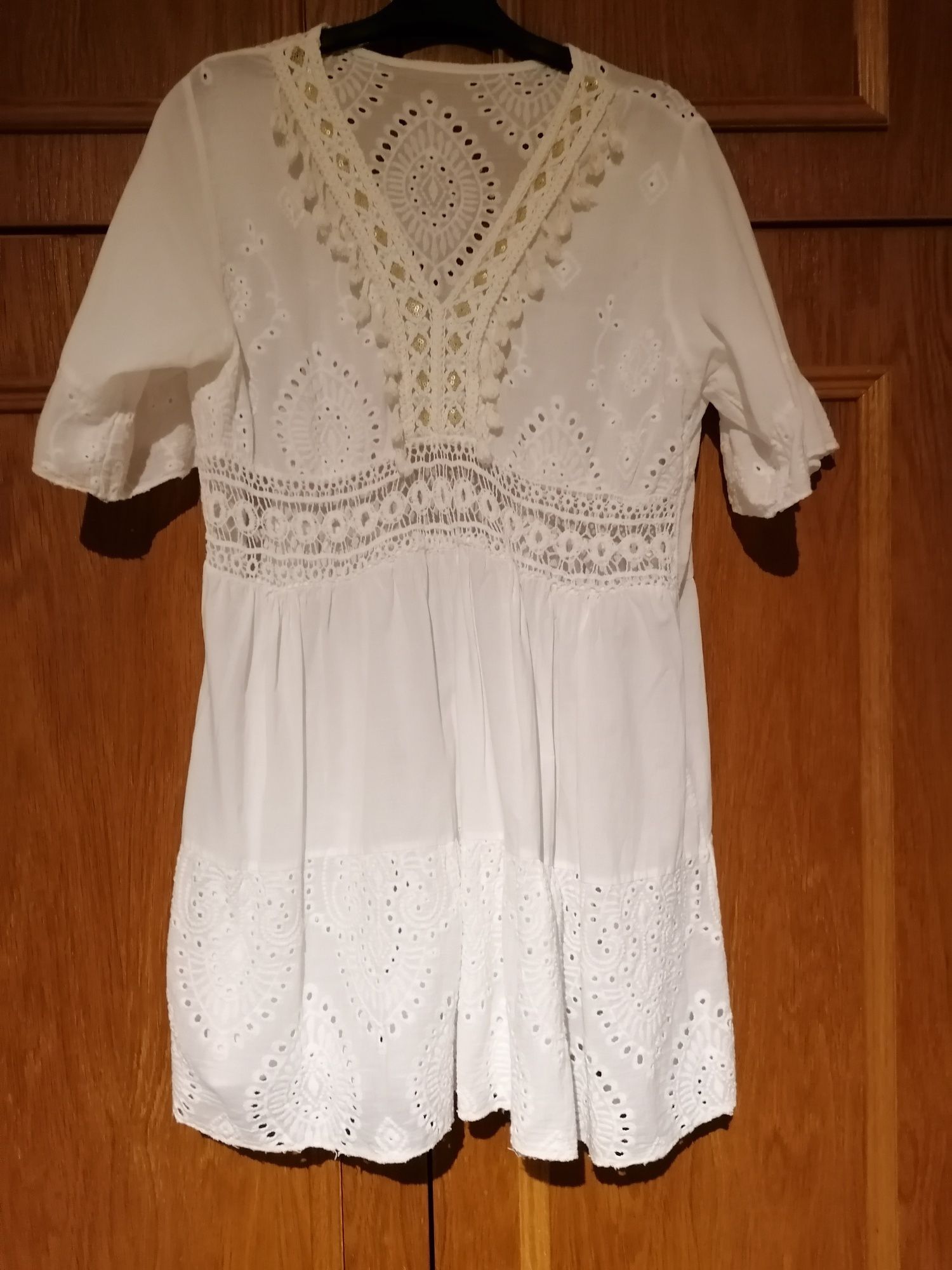 Blusa/vestido/túnica branca em algodão