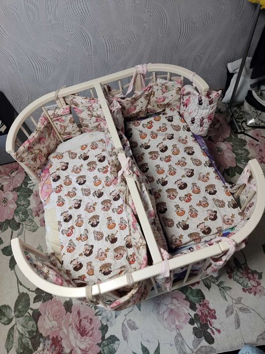 Дитяче ліжко трансформер для двійні, овальне