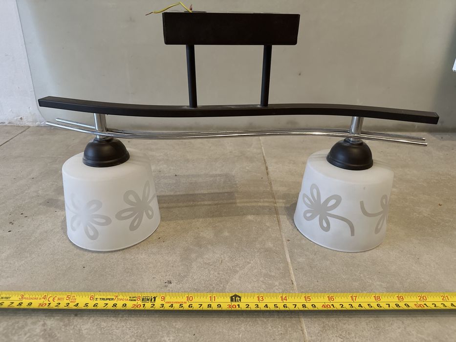 Lampa wiszaca podwojna grube szklane klosze