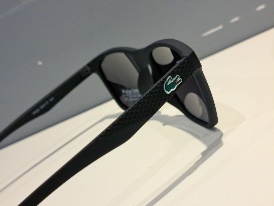 LACOSTE męskie nowe polaryzacyjne okulary czarne logo filtr uv 400