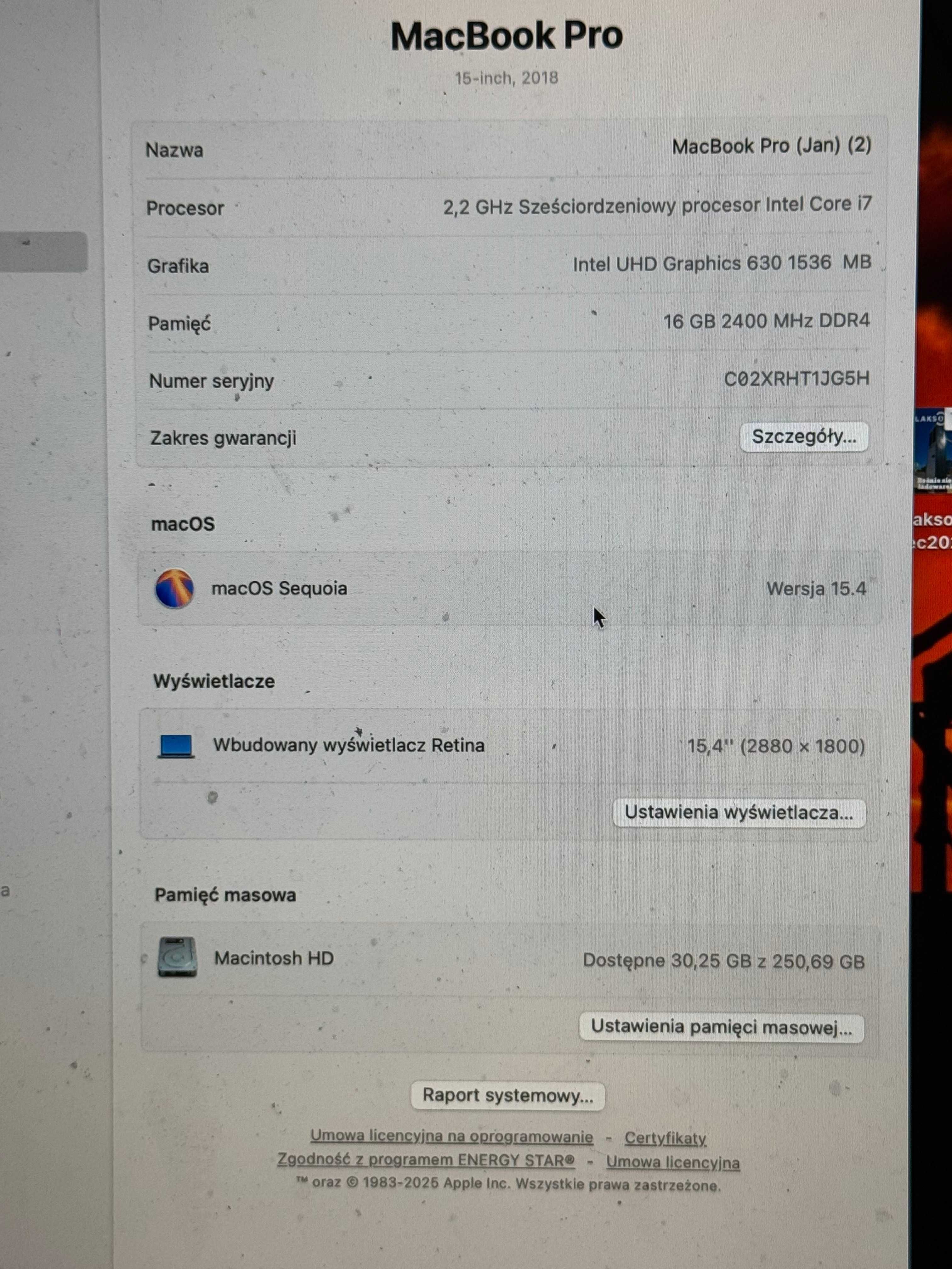 MacBook Pro 15" używany czytaj opis (nie warto ale przeczytaj)