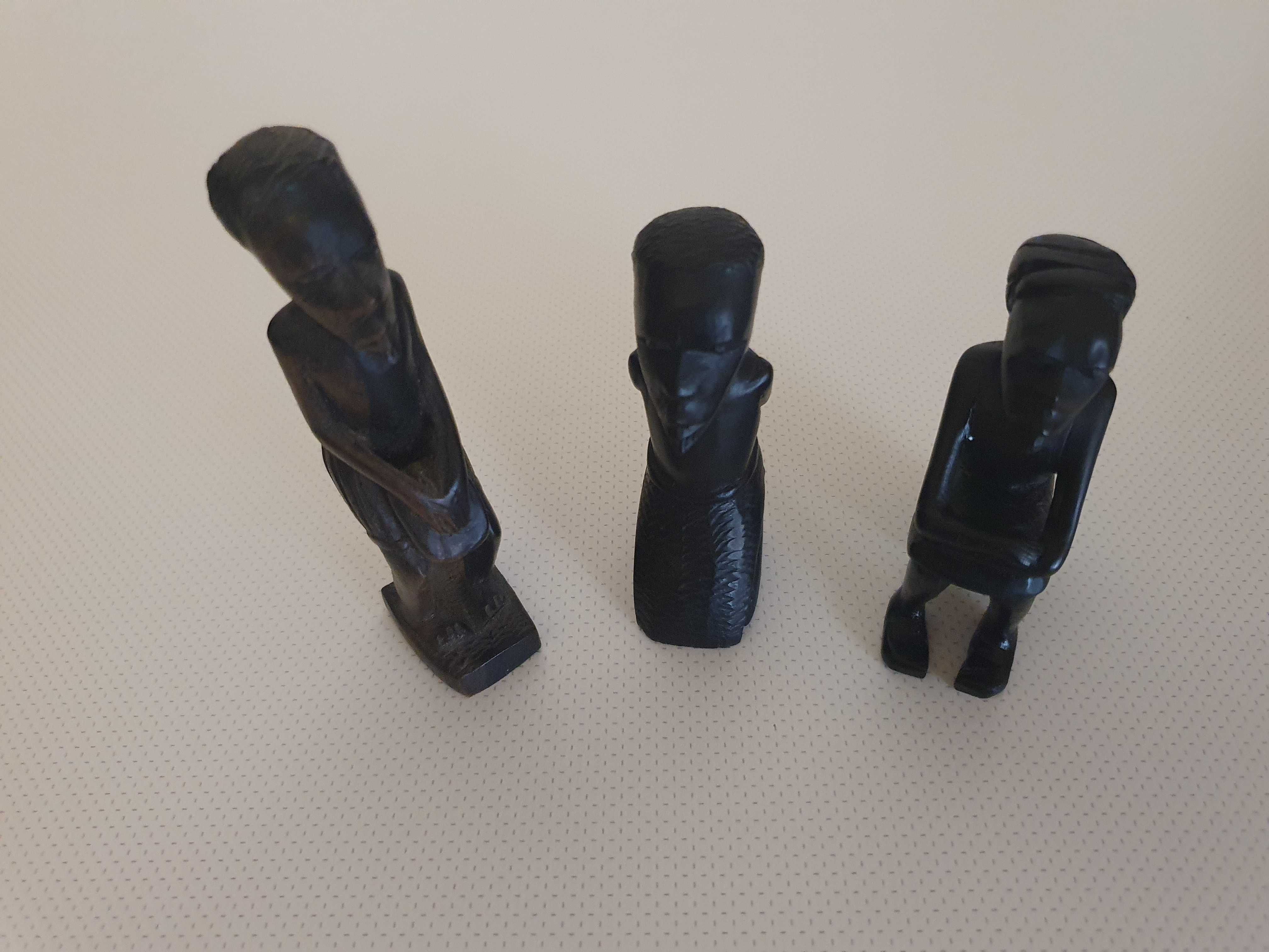 Arte Africana - 3 Figuras de Artesanato em pau preto - Anos 80