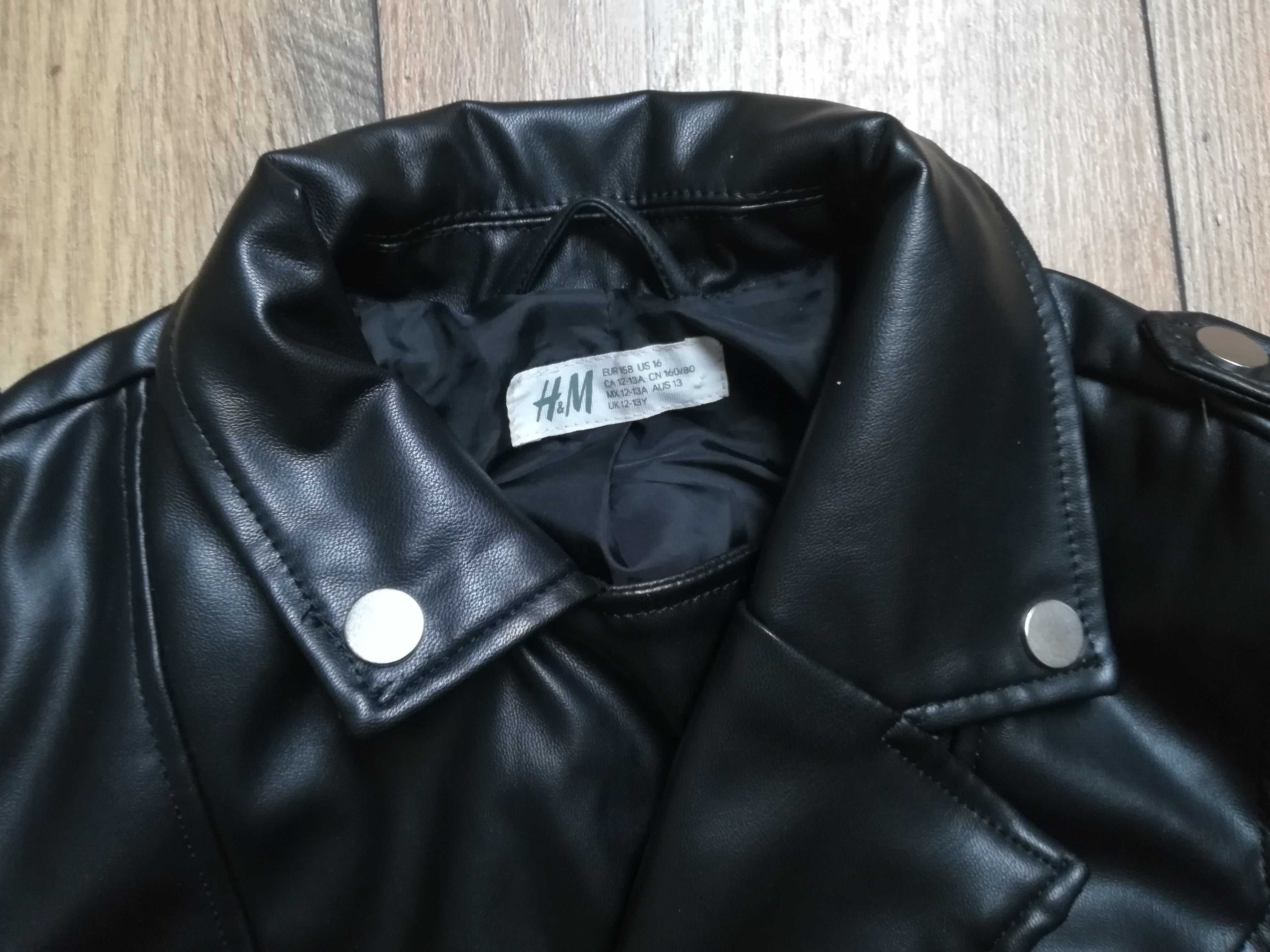 h&m kurtka biker, ramoneska czarna, nowa r.158