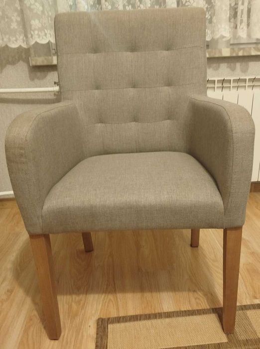 Fotel Krzesło tapicerowane kolor beżowy