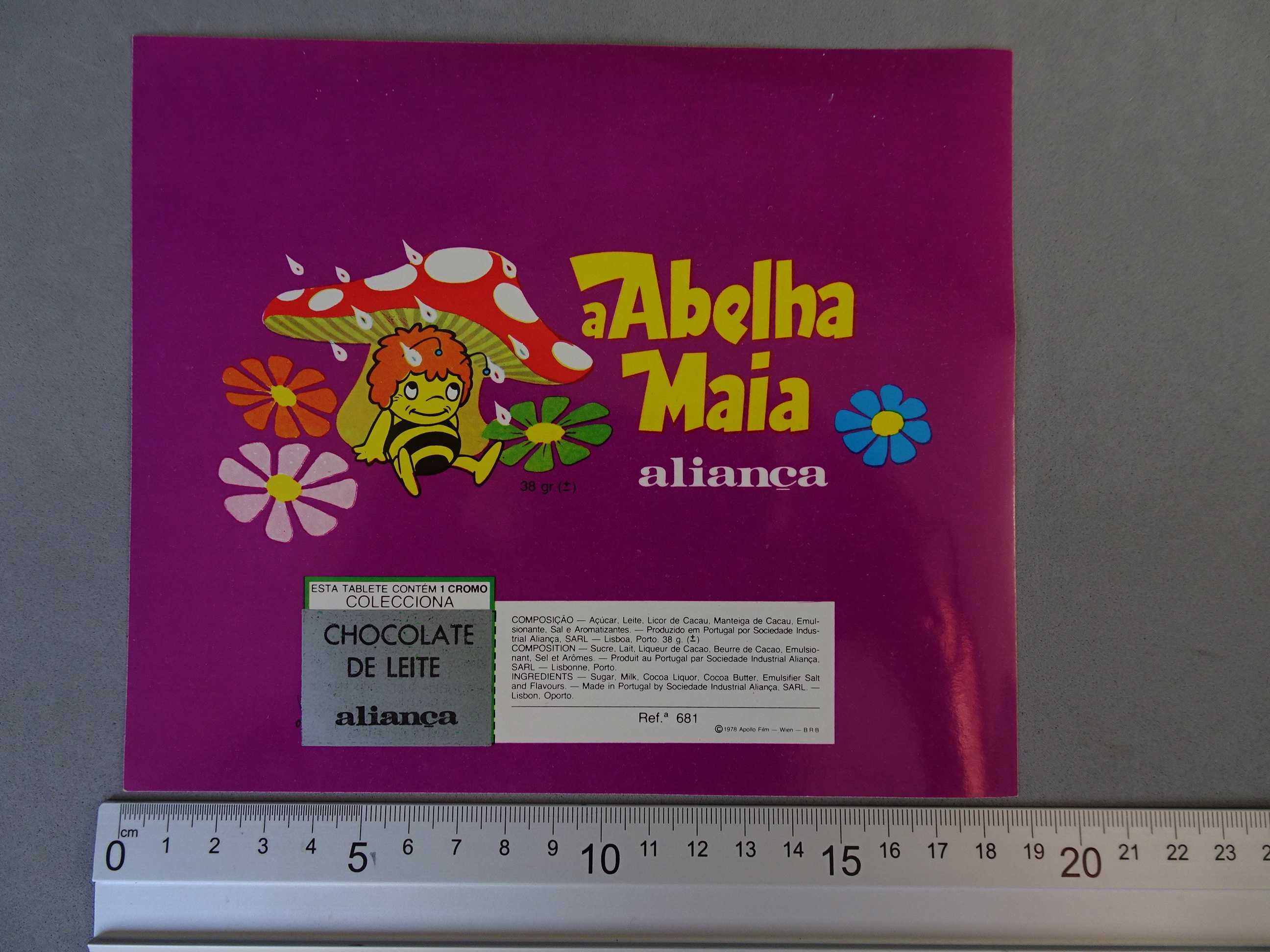 Antigo invólucro chocolates Aliança - Abelha Maia