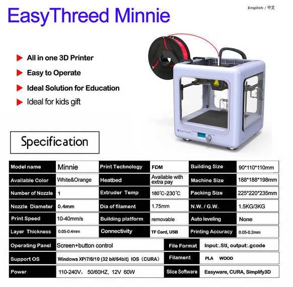 impressora 3d easythreed minie