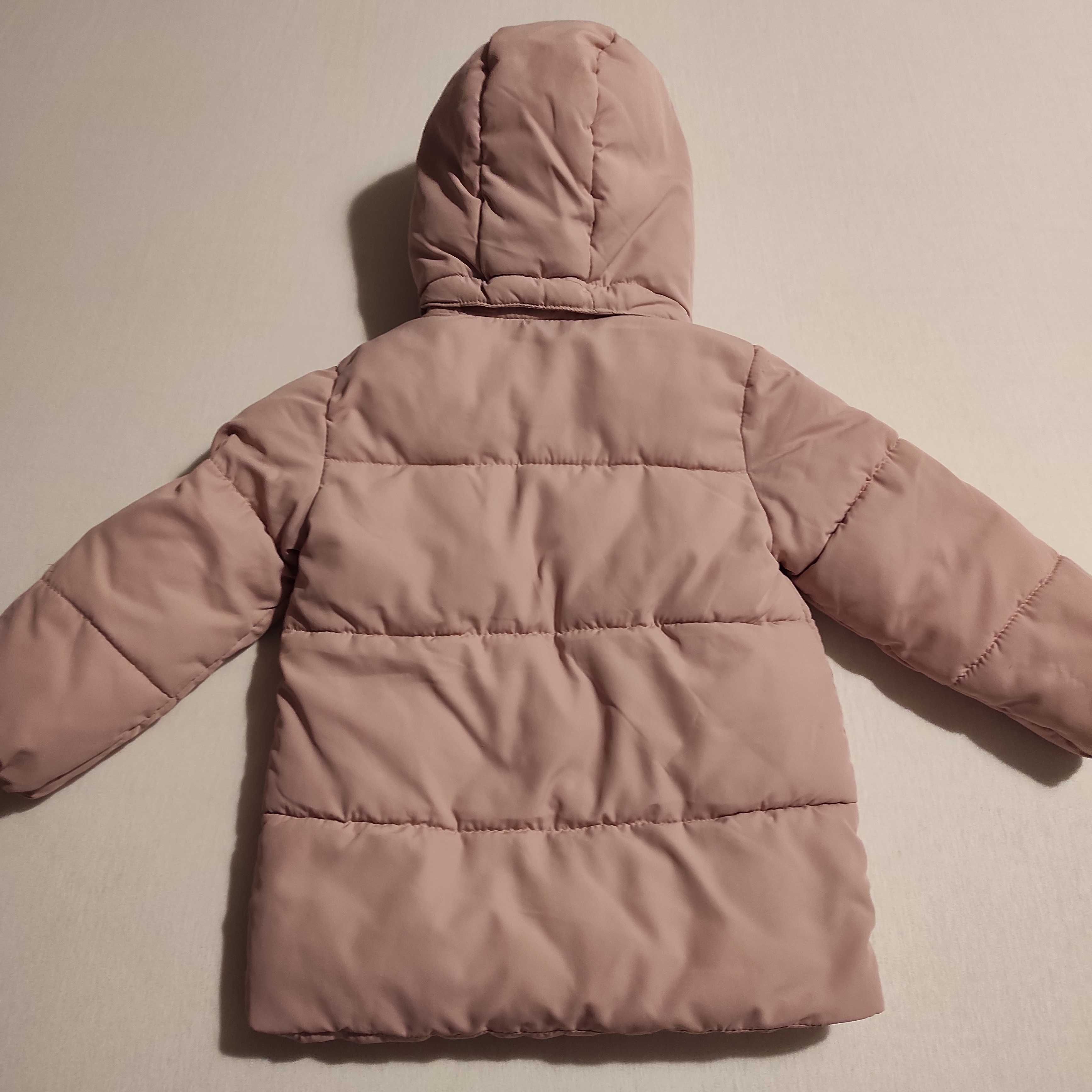 Zimowa kurtka typu puffer z kapturem, marka H&M, rozmiar 92