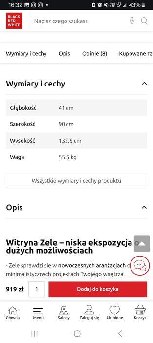 Witryna komoda ZELE black red white