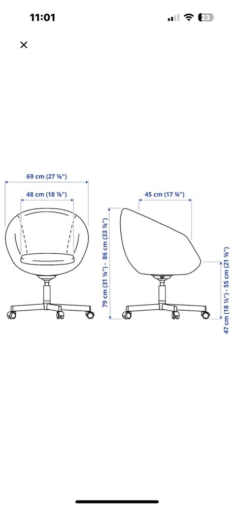 IKEA SKRUVSTA  krzesło obrotowe do biurka
