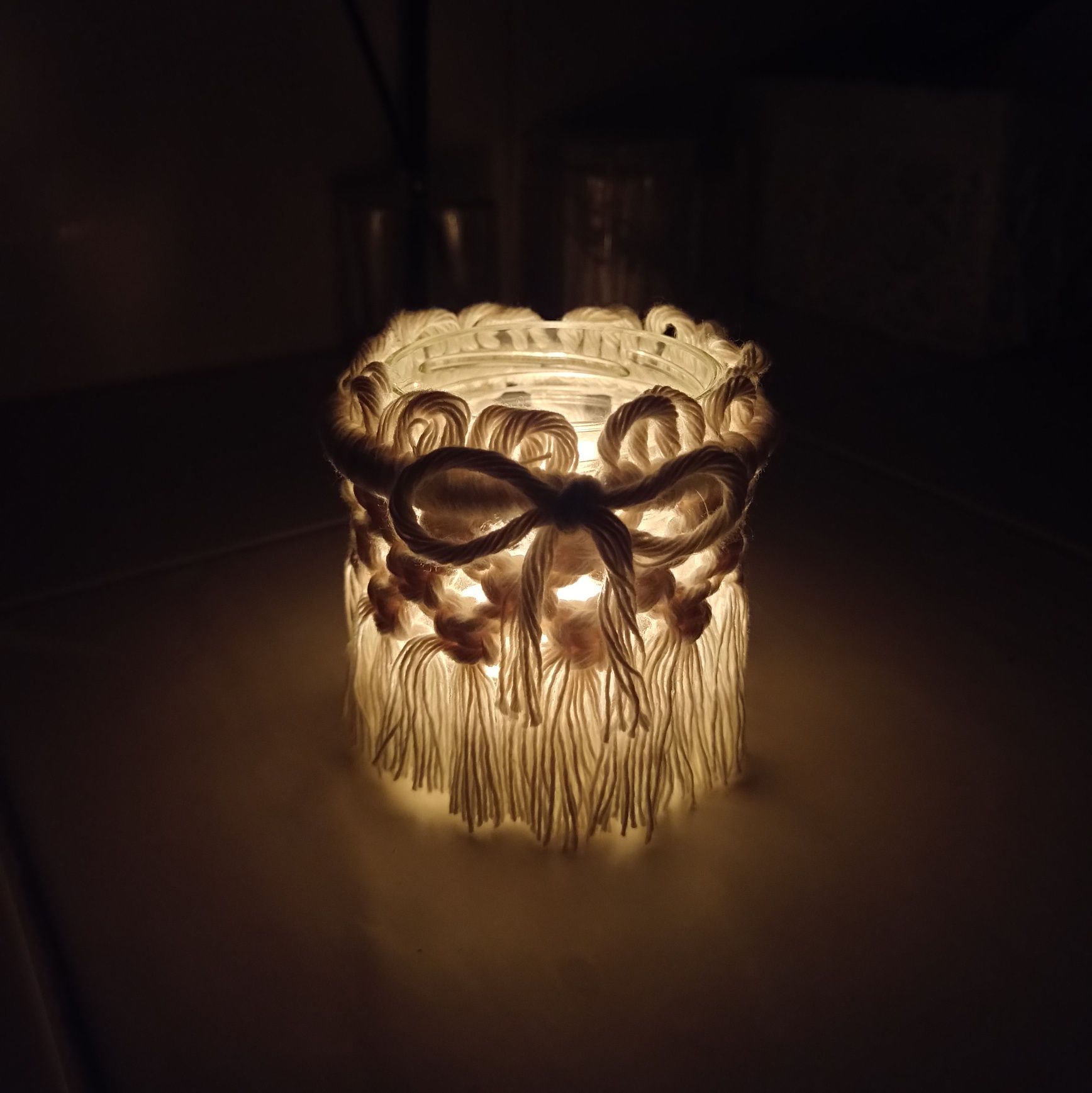 Lampion / świecznik na tealight makrama Bawełniane Warkocze