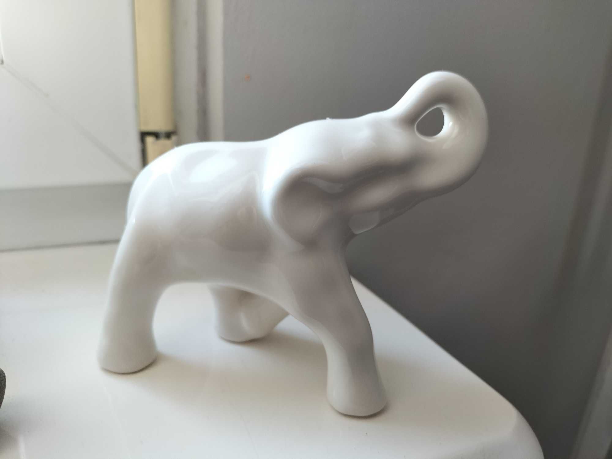 Biały porcelanowy słonik