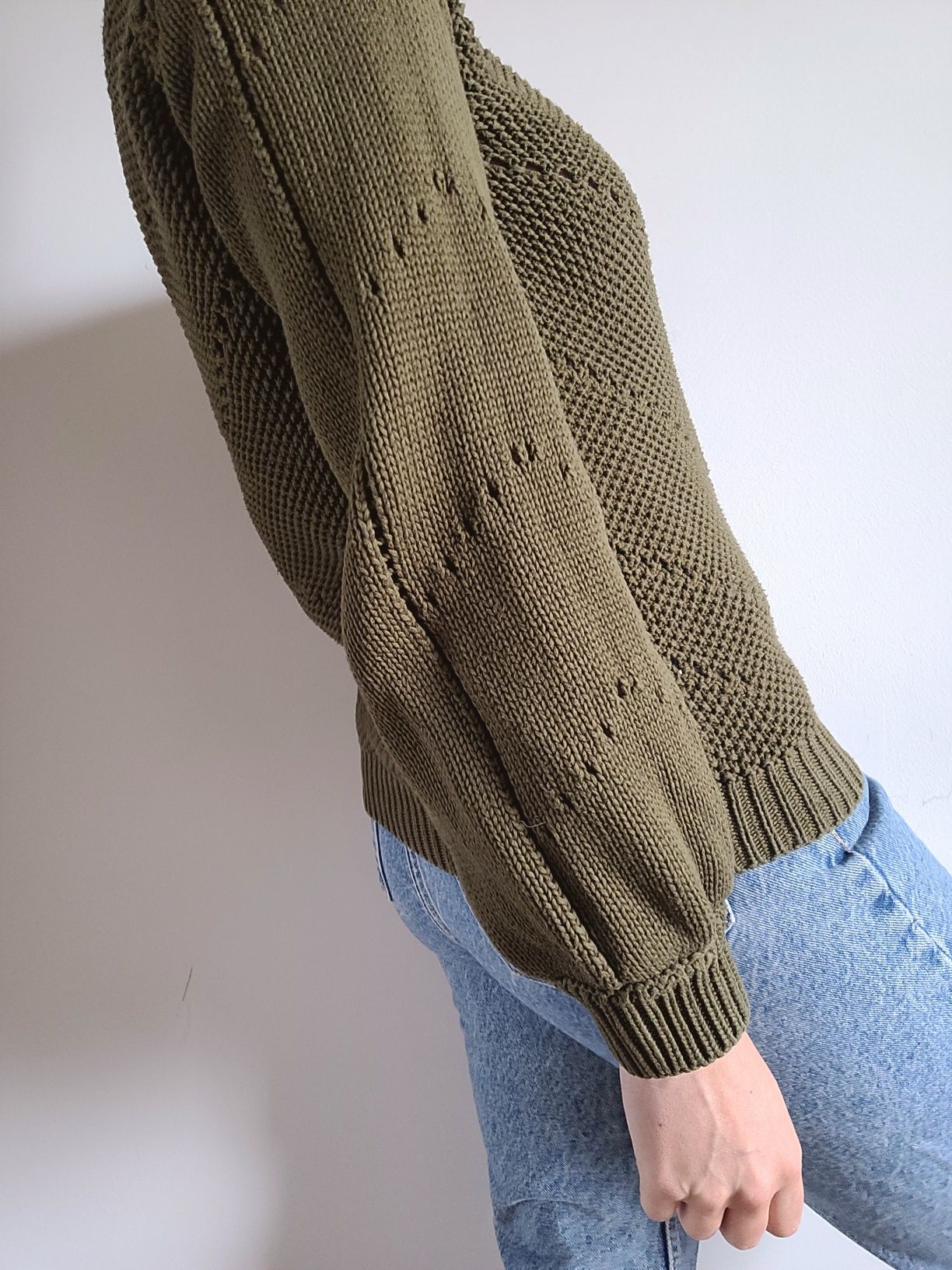 Bawełniany sweter khaki boho Minimum