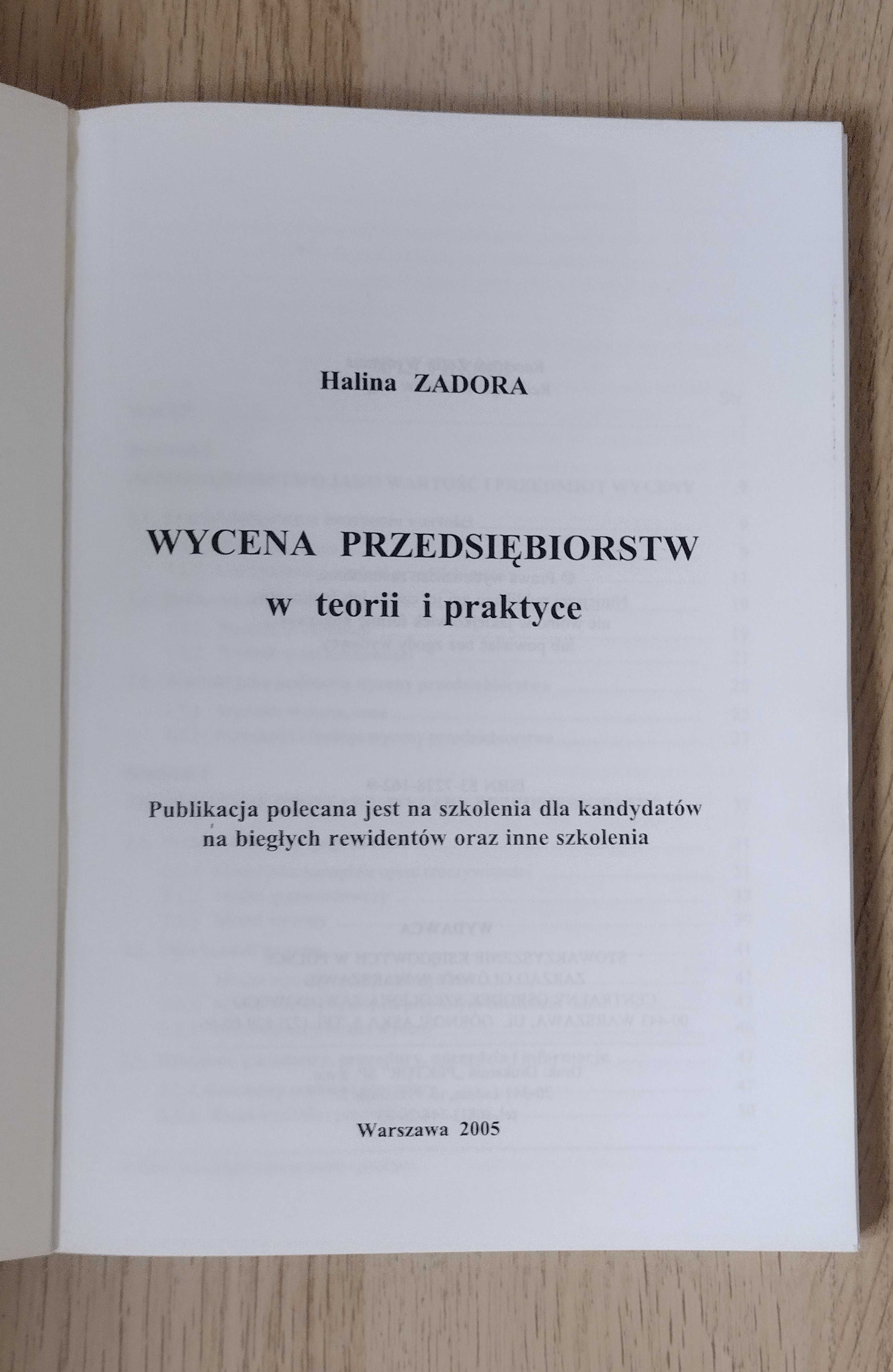 Wycena przedsiębiorstw w teorii i praktyce - H. Zadora