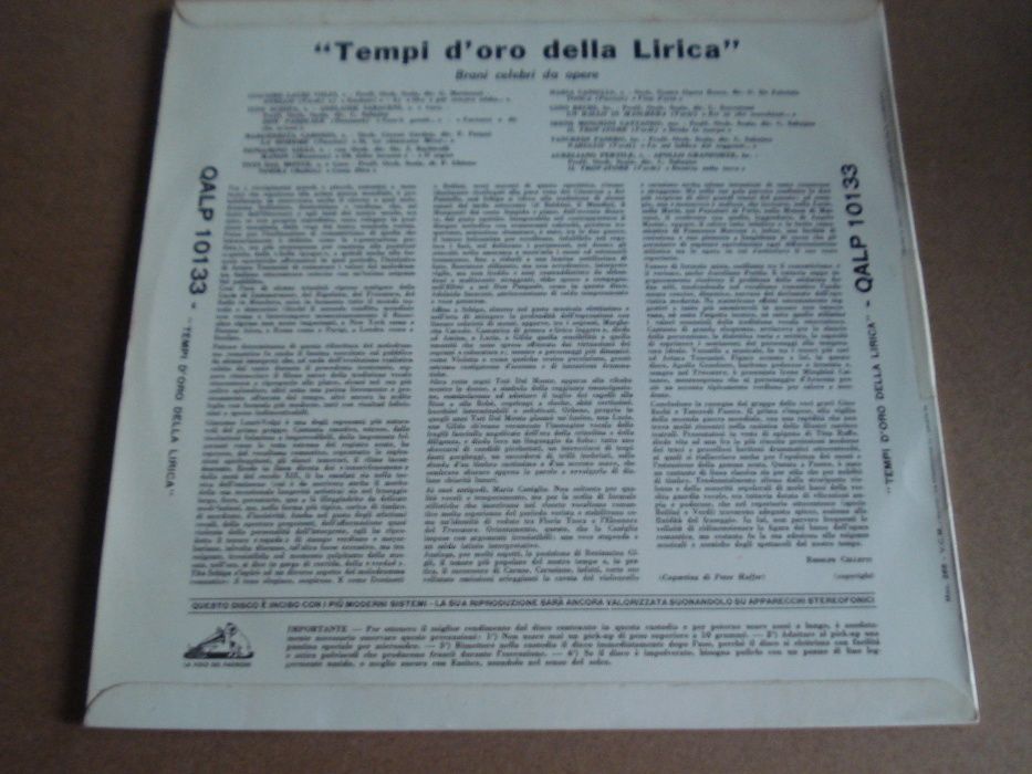 Raro Antigo Vinil Ópera – Tempi D'oro Della Lirica - 1956