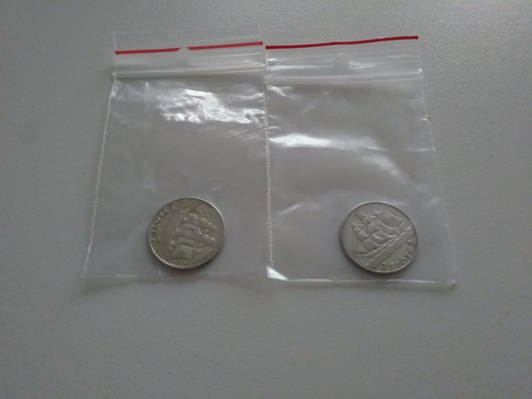 6 szt. monety srebrne (Żaglowiec, Faszyzm)