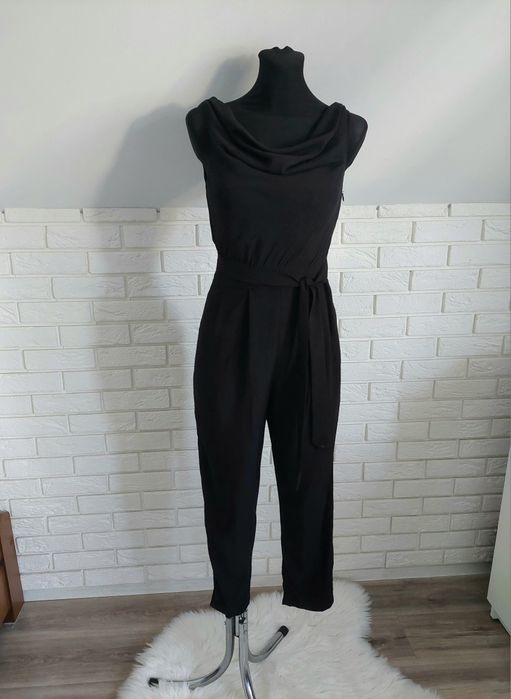 Czarny długi kombinezon okazjonalny wieczorowy imprezowy koktajlowy