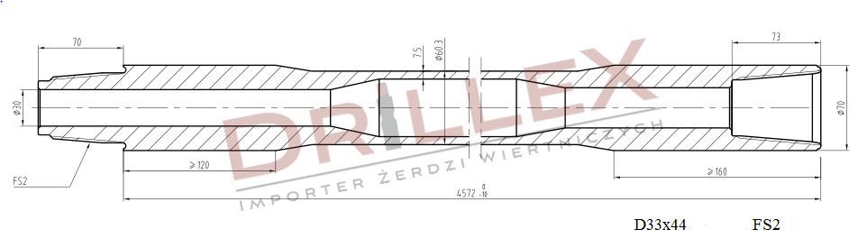 Żerdzie wiertnicze Vermeer D33x44/36x50 FS1 4,5m ϕ 60,3 -1220 zł