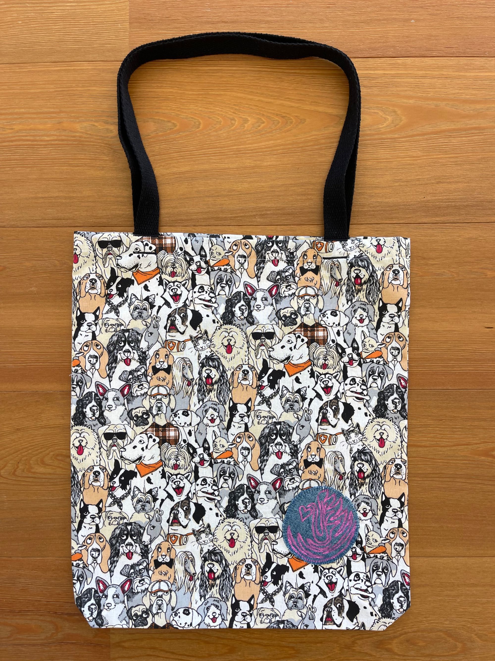 Sacola de compras para cães  Tote shopper Bag with dogs and coffee