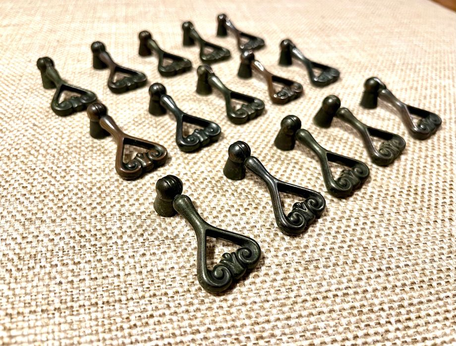 Uchwyt meblowy mosiężny PRL - 15 sztuk