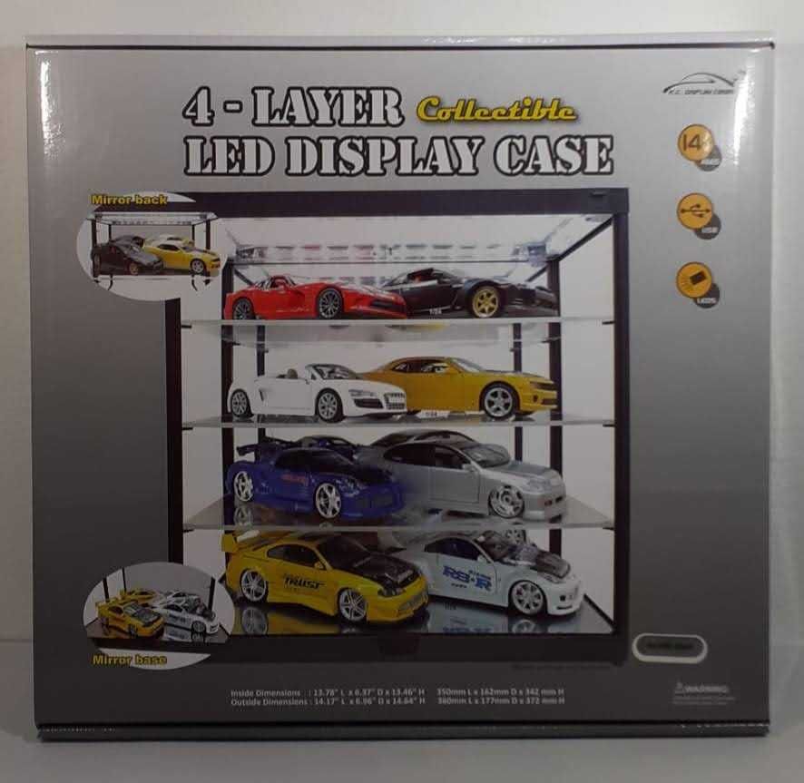 Vitrine para miniaturas 1/18 ou 1/24 com espelho e iluminação led