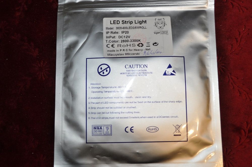 Taśma led biała ciepła 9,6W/mb, 600 smd3628 IP20 - podwójna ilość diód