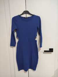 Sukienka szafirowa niebieska z wycięciami xs
