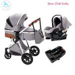 Carrinho bebé 3 em 1 PinkBaby Magic Gold - Base Isofix - Cinza Claro