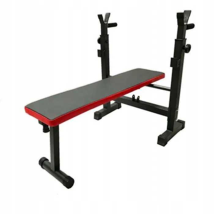Ławka treningowa ze stojakami do ćwiczeń regulowana ławeczka składana