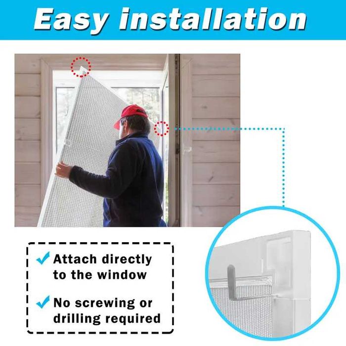 Ekran przeciwkomarowy na okno z ramką aluminiową moskitiera 80X100cm