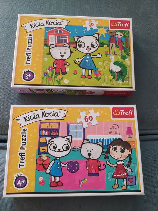 Dwie układanki puzzle Kicia Kocia 3 i 4 lata